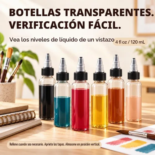 Vista 3 de Paquete de 40 botellas dispensadoras transparentes, botellas exprimibles de Dispensación controlada, hecha de PET, lavable, reutilizable