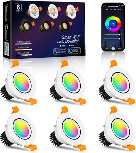 Vista 12 de inShareplus Downlight LED de 2 pulgadas, iluminación empotrable de 3 W, regulable, luz blanca cálida de 3000 K, CRI80, luces de techo