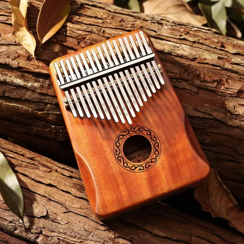 Vista 6 de MIFOGE Kalimba - Piano de pulgar de 17 teclas con madera de caoba, Mbira, piano de dedo integrado, caja protectora impermeable incorporada