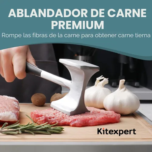 Vista 2 de KITEXPERT Martillo ablandador de carne con mango de agarre cómodo, mazo de doble cara para cocina, resistente para ablandar bistec, carne de res