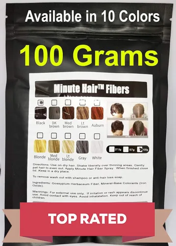 Vista 4 de Fibras para restaurar el cabello 100 gramos (3.5 oz) Minute Hair Relleno para ocultar la pérdida de cabello que puedes utilizar para tus botellas