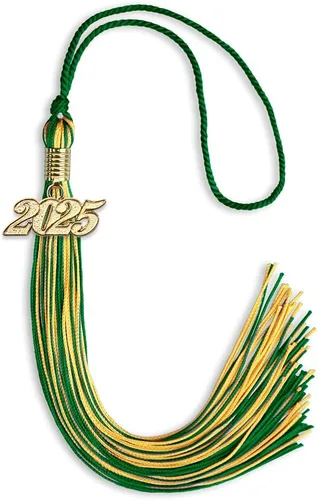 Vista 184 de Endea Graduation - Borla de doble color mixto con fecha dorada (negro/dorado antiguo, 2021)