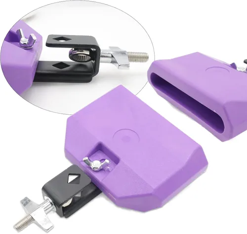 Vista 4 de Cashbeat Bloque de mermelada de 5 pulgadas, bloques de percusión musical de plástico morado, soporte de montaje ajustable, instrumento de tambor