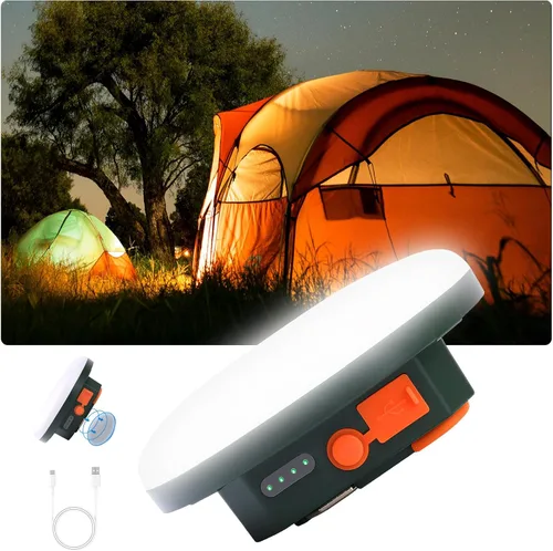 Vista 12 de Linterna LED para Tienda de Camping Recargable Portátil Colgante con Control Remoto, IPX5 Impermeable, Luces Exteriores con Batería, Lámpara