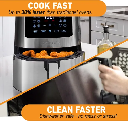 Vista 6 de Gourmia Freidora de aire digital de 4 cuartos con cocción guiada, fácil de limpiar, acero inoxidable