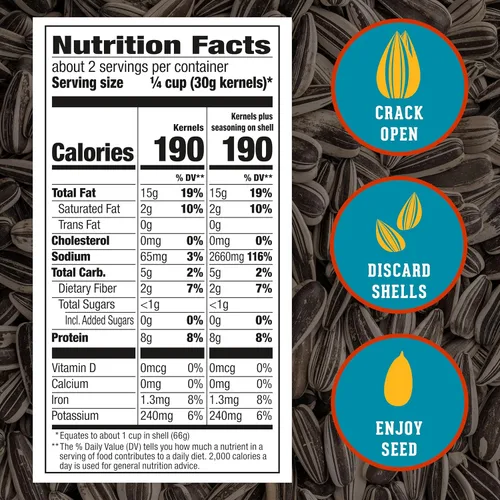 Vista 2 de DAVID Semillas de girasol gigantes, tostadas, picante, saladas, queso, amigable con dietas ceto, 5.25 onzas, 12