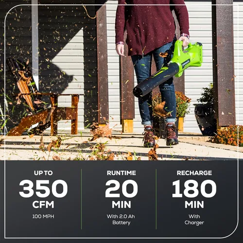 Vista 5 de Greenworks Kit combinado de herramientas de patio inalámbricas de 40 V con batería de 2.0 Ah y cargador - Recortadora de cuerda de alimentación