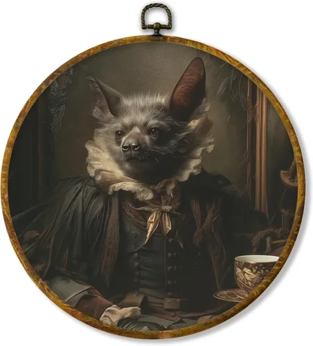 Vista 18 de Hiuwevt Decoración de pared ovalada rústica para el día de la lavandería, impresiones de lienzo retro con marco de perro de campo, decoración