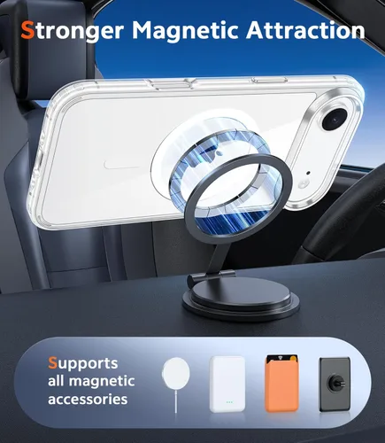 Vista 4 de FNTCASE para iPhone Air Case Clear: Fundas magnéticas para teléfono con protector de pantalla a prueba de caídas, compatibles con Magsafe, delgadas