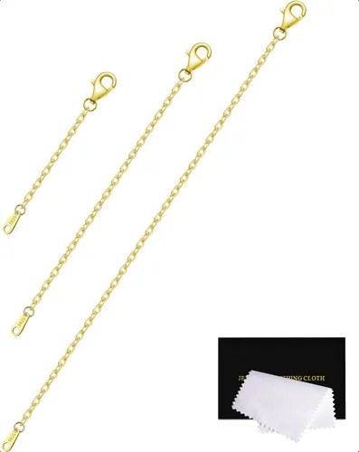 Vista 31 de Extensores de collar para mujer, chapados en oro de 14 quilates, extensores de collar duraderos, cadena de plata de ley 925 para pulsera