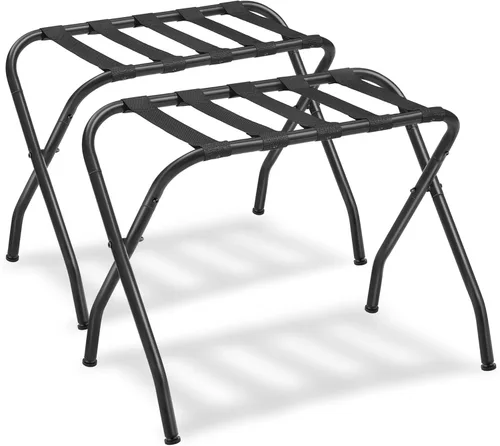 Songmics Soporte de Equipaje, Paquete de 2, Soportes de Equipaje para Habitación de Invitados, Soporte de Maleta, Estructura de Acero, Plegable,