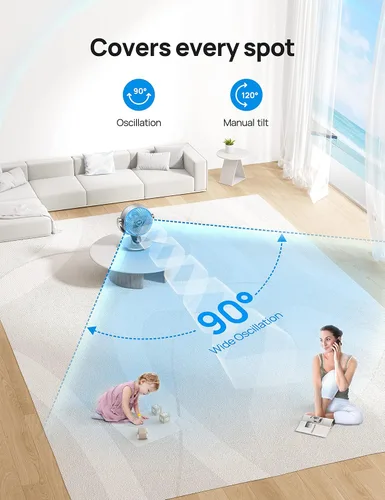 Vista 7 de Dreo Ventiladores de mesa inteligentes con ventilador de pedestal oscilante para dormitorio y oficina