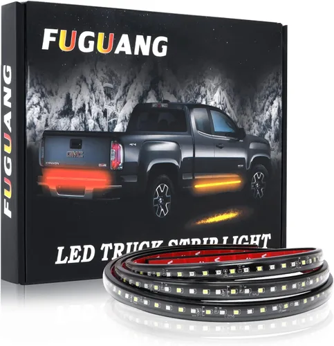 Vista 6 de Juego de 2 luces LED de 70 pulgadas IP68 para camión, marcador lateral, tira de luces de paso flexible, blanco y ámbar (IP68)