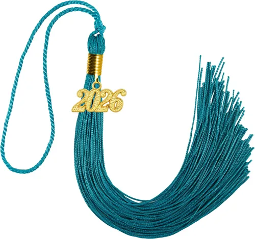Vista 17 de GraduationMall Borla de graduación de un solo y varios colores con dije del año 2025 de 9 pulgadas