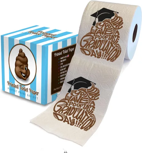 Vista 10 de Printed TP Papel higiénico impreso con texto en inglés "Congrats on Graduation", divertido rollo de papel higiénico para las mejores bromas