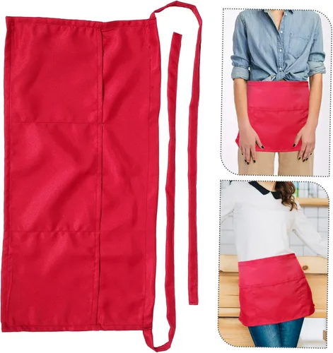 Vista 8 de VALICLUD Half Server Apron with Double Pockets Stain and Water Resistant Kitchen Apron for Chefs and Waitstaff Restaurants and Coffee Shops