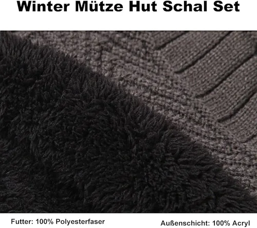 Vista 3 de Winter Gloves Beanie Hats, Scarf and Touch Screen Gloves Set for Men and Women, Warm Knit Cap Set