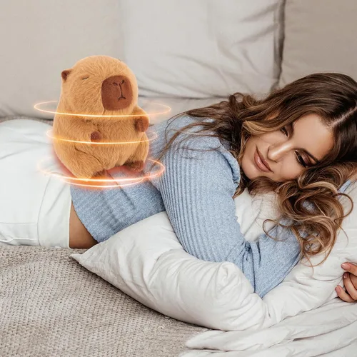 Vista 7 de Almohadilla térmica para microondas para calambres menstruales, felpa de Capybara pesada, 2 libras de peluche de Capybara calentable y refrigerable
