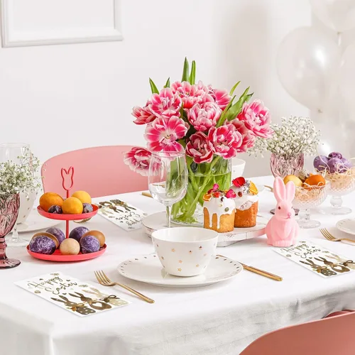 Vista 4 de 100 servilletas de Pascua con estampado de conejo, servilletas de papel para invitados, toallas de mano decorativas de conejo de Pascua, servilletas