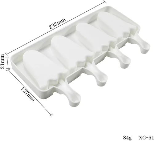 Vista 4 de Molde de silicona para paletas – Máquina de helados suave y lisa (2 piezas, blanco)