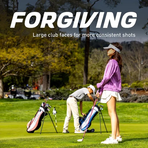 Vista 5 de Juego de palos de golf Precise X7 para niños – Juego junior de golf para niños y niñas con ejes de grafito ligeros, híbrido, putter y bolsa