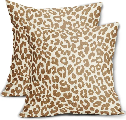Vista 22 de Juego de 2 fundas de almohada con estampado de leopardo negro de 16 x 16 pulgadas, diseño de animal de guepardo, chinoiserie, fundas de almohada