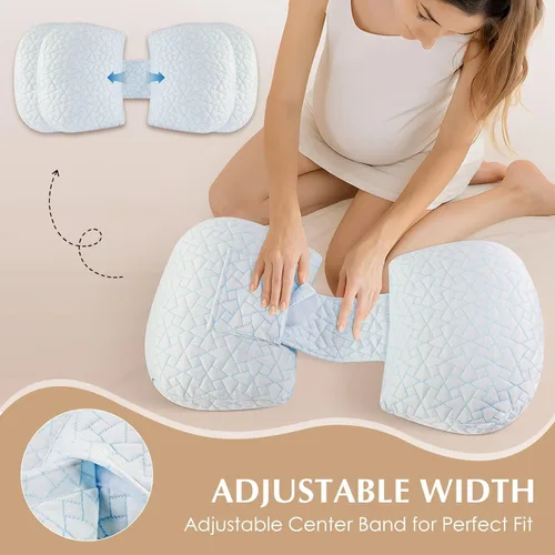 Vista 3 de Almohadas de embarazo para dormir, almohada de cuña de viaje ajustable para apoyo del vientre, la espalda y la cadera, almohada de sueño compacta