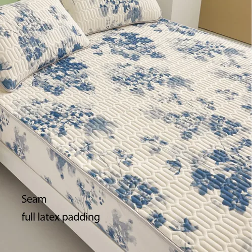 Vista 4 de FCLDESHOP Sábanas de bolsillos profundos, sábana bajera con estampado de látex fresco grueso de verano, protector de colchón de animé de dibujos
