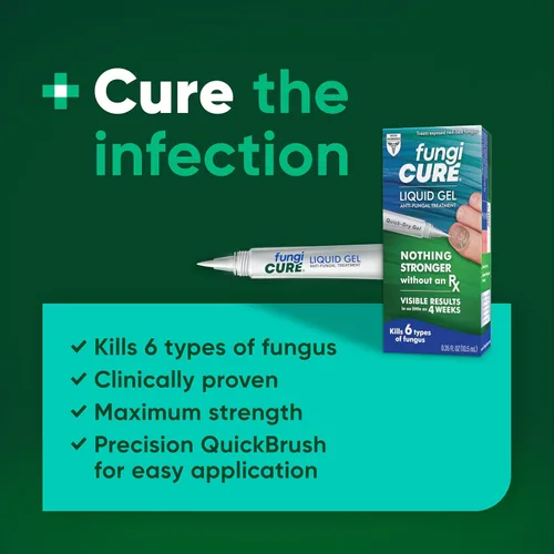 Vista 3 de FUNGICURE Gel Líquido Medicado - Fuerza Máxima 0.35 Onzas Líquidas Cures fungal infections & kills 6 types of fungus. Clinically proven