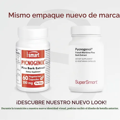 Vista 2 de Supersmart - Pycnogenol 200 mg por día (patentado y altamente biodisponible) - Extracto de corteza de pino marítimo francés Sin OMG y sin gluten