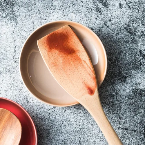 Vista 4 de Gomakren Soporte para cuchara para estufa, soporte para cucharón de espátula, bonitos reposamucheras de café, soporte grande de 5 pulgadas