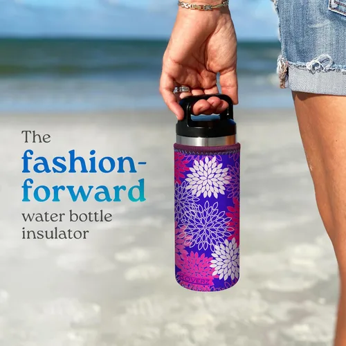 Vista 6 de Funda de neopreno para botella de agua Koverz, funda de neopreno, se ajusta a botellas de agua de 24-30 oz, lavable y reutilizable, tamaño grande