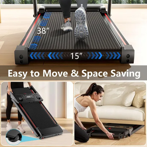 Vista 10 de Treadmill with 12% Incline, Walking Pad Treadmill with Handle Bar, Portable Folding Treadmills for Running and Walking, 3.0HP Brushless Motorized, 5