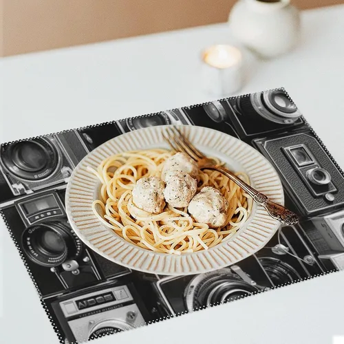 Vista 6 de Retro Cool Camera Collection Placemats Set of 4 Easy Clean Washable Canvas Table Mats Heat Resistant Dining Table Cloth Place Mats for Kitchen