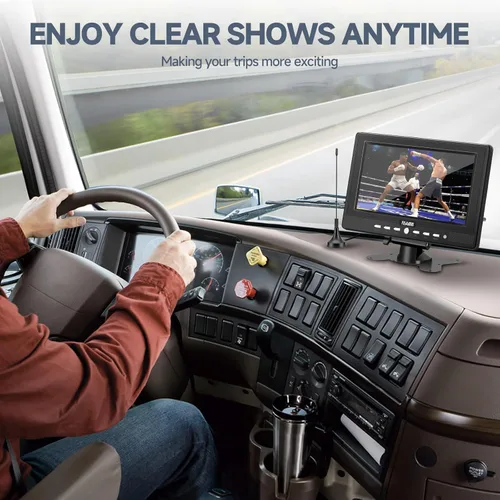 Vista 6 de Televisión portátil pequeña de 7 pulgadas con antena, sintonizador digital integrado y batería recargable, pequeña televisión con control