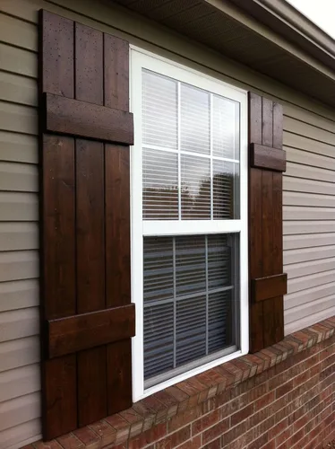 Vista 2 de Polaris Homeside 4 Board and Batten Joined Vinyl Shutters - 1 par de persianas de vinilo de 14-1/2 pulgadas x 31 pulgadas - 022 Chocolate
