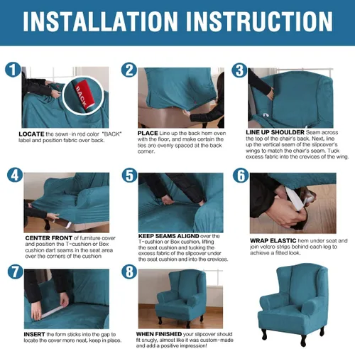 Vista 92 de H.VERSAILTEX Fundas de terciopelo elástico para sofá biplaza de 2 cojines para sala de estar, fundas de sofá con correas antideslizantes, terciopelo