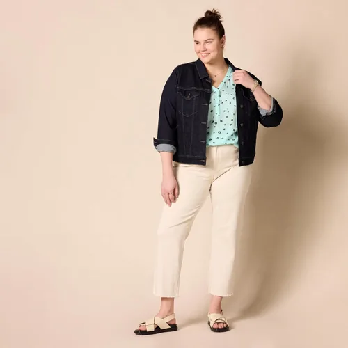 Vista 7 de Tienda Essentials - Camisa estilo popover de manga 34 con botones para mujer