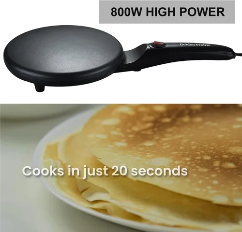 Vista 6 de Crepe Maker Eléctrico, sartén antiadherente de 8 pulgadas con esparcidor de masa y bandeja de inmersión, calentamiento rápido de 800 W y control