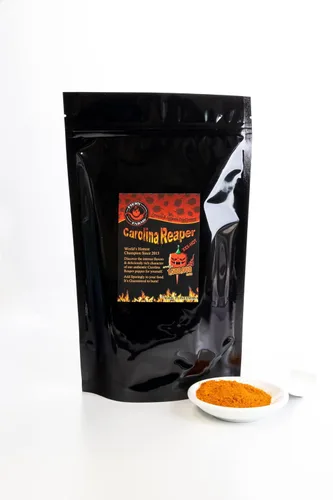 Vista 4 de Fiery Farms - Cápsulas enteras de pimienta roja extremadamente picante Carolina Reaper XXX Heat Complex sabor dulce afrutado – Cápsulas de chile