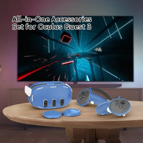 Vista 7 de Relohas Deluxe 5 in 1 Silicone Accessories for Meta Quest 3, VR Protective Case Set for Oculus Quest 3, Controller Grip Cover, VR Shell Cover, Face