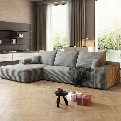 Vista 23 de Sofás seccionales de 105" para sala de estar, sofá nube con forma de L tapizado sin estructura rígida, sofá seccional moderno modular con chaise