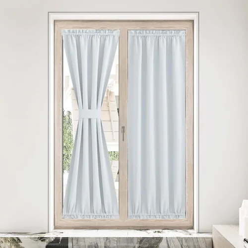 Vista 143 de NICETOWN Cortinas 100% opacas para puerta francesa, cortinas de privacidad para ventana, persianas de oscurecimiento de habitación de 25 x 64