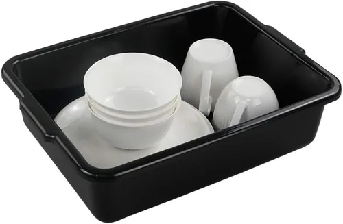 Vista 5 de Pequeña caja comercial de 8 L, tinas rectangulares de autobús, paquete de 4, color negro