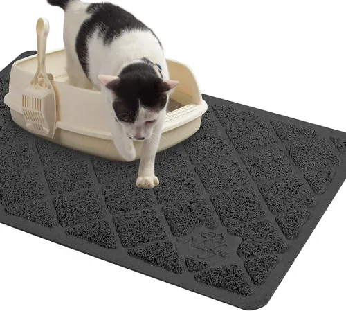 Niubya Tapete de arena para gatos de alta calidad, tapete para caja de arena con respaldo antideslizante e impermeable, tapete atrapa arena suave