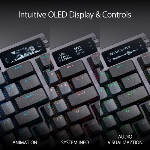 Vista 42 de ASUS Teclado mecánico inalámbrico ROG Azoth para juegos, 75% TKL, conectividad trimodo, interruptores lineales ROG NX Snow prelubricados Blanco