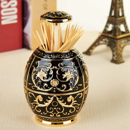 Vista 2 de Soporte retráctil para palillos de dientes, dispensador de prensa manual para cocina, hogar, restaurante, estilo retro