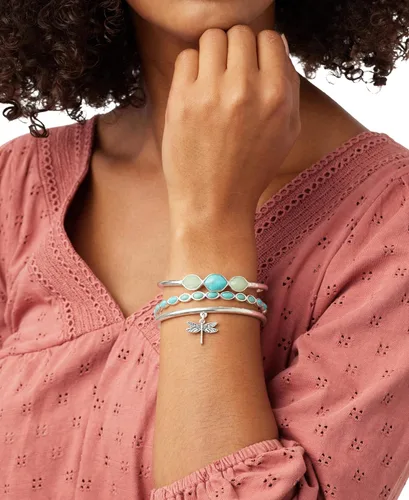 Vista 2 de Lucky Brand Juego de pulseras, pulseras de libélula turquesa plateadas, Tono plateado