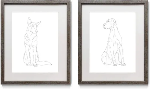 Arte abstracto de pared de animales, marco rústico de plata envejecida, juego de decoración de pared de 2 piezas: flamenco, pavo real, alce,