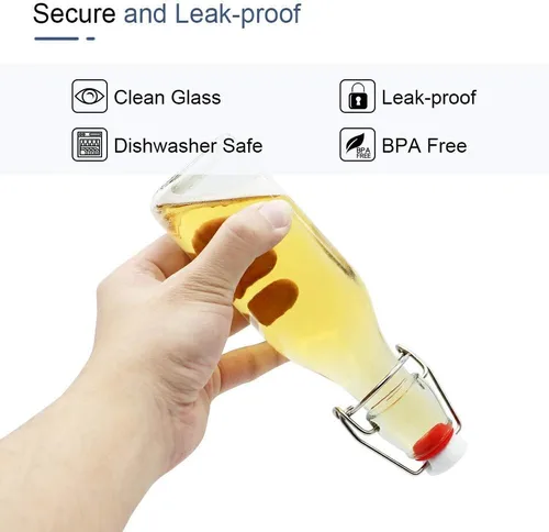 Vista 4 de ZEBEIYU Juego de 9 botellas de vidrio con tapa de remolino de 8 oz con tapas herméticas para elaboración casera de cerveza, kombucha, kéfir